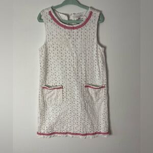 VINEYARD VINES WHITE EYELET DRESS white with pink trim size 5